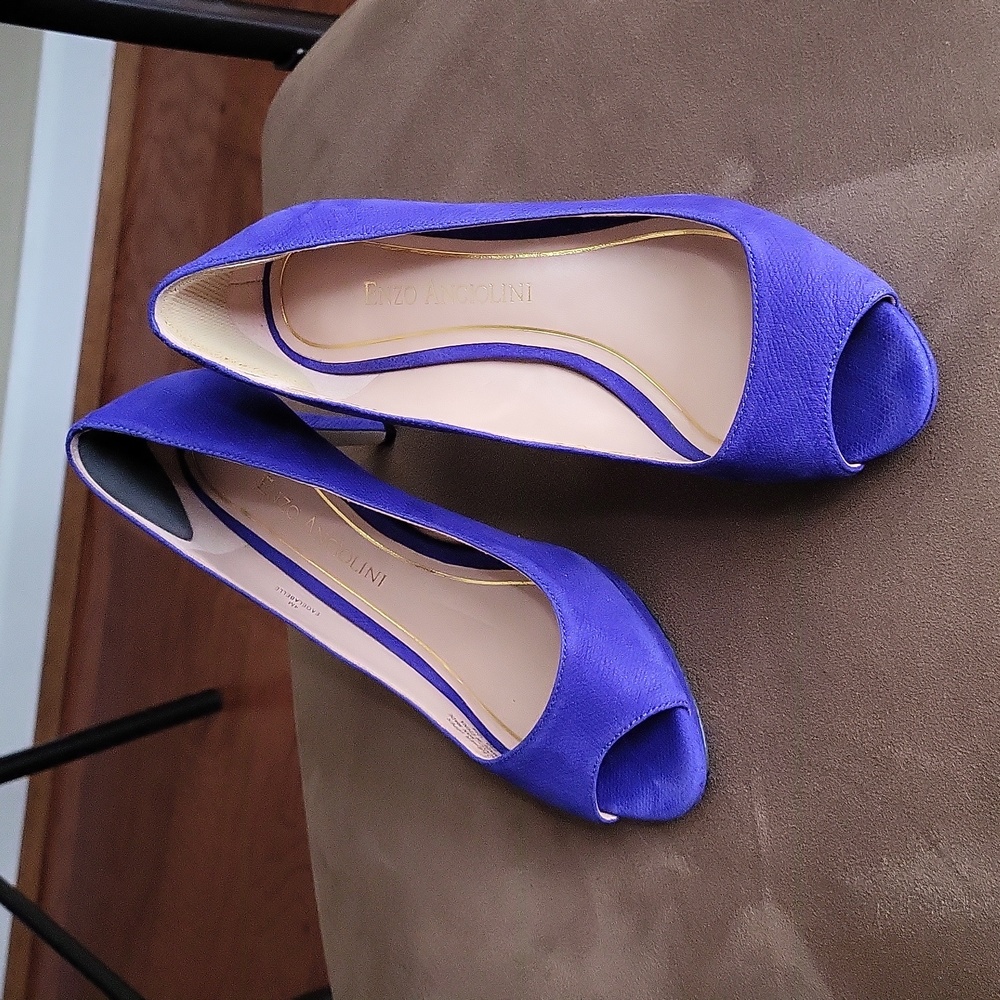 Enzo Angolini Suade Purple Peep-Toe Heels